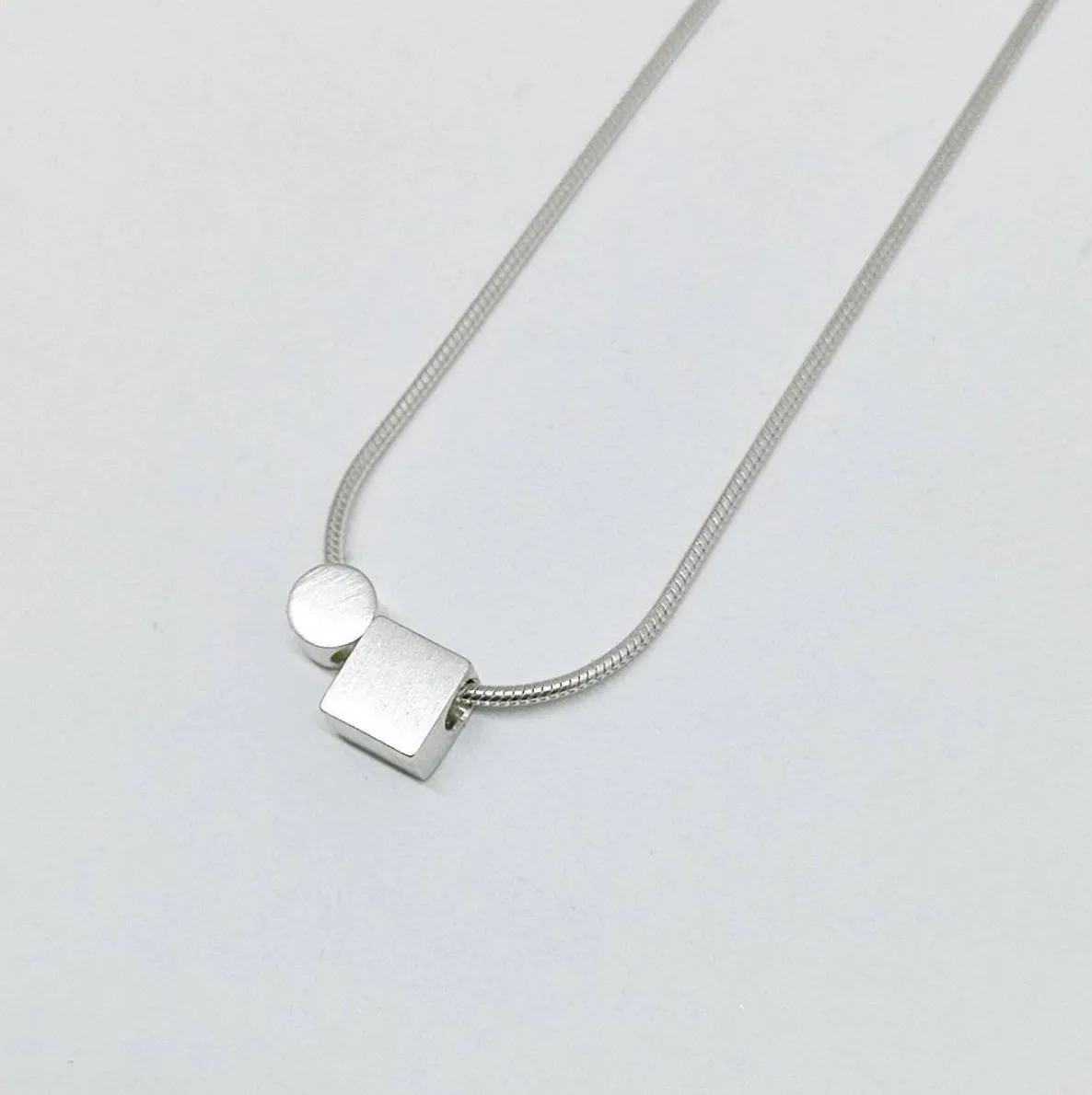 Cube   Dot Pendant Set - Silver