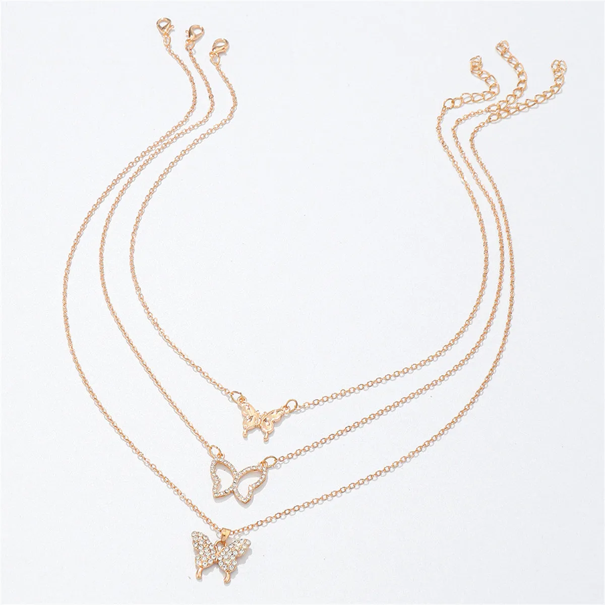 Cubic Zirconia & 18K Gold-Plated Butterfly Pendant Necklace Set