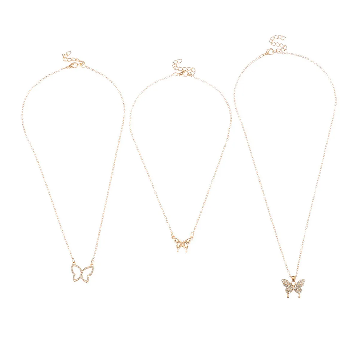 Cubic Zirconia & 18K Gold-Plated Butterfly Pendant Necklace Set