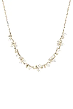 CUBIC ZIRCONIA FLOWER COLLAR CHARM NECKLACE