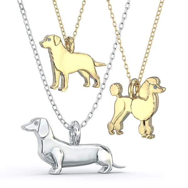 Custom Dog Breed Mini Pups Diamond Necklace