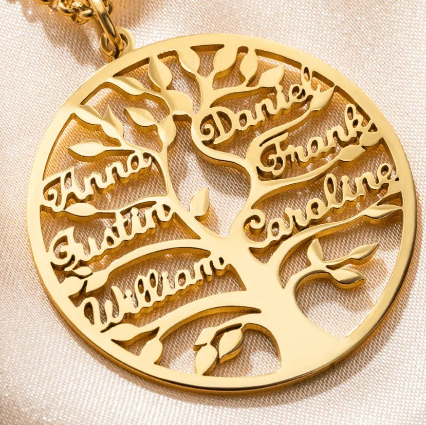 Custom Engraved Names Family Tree Necklace