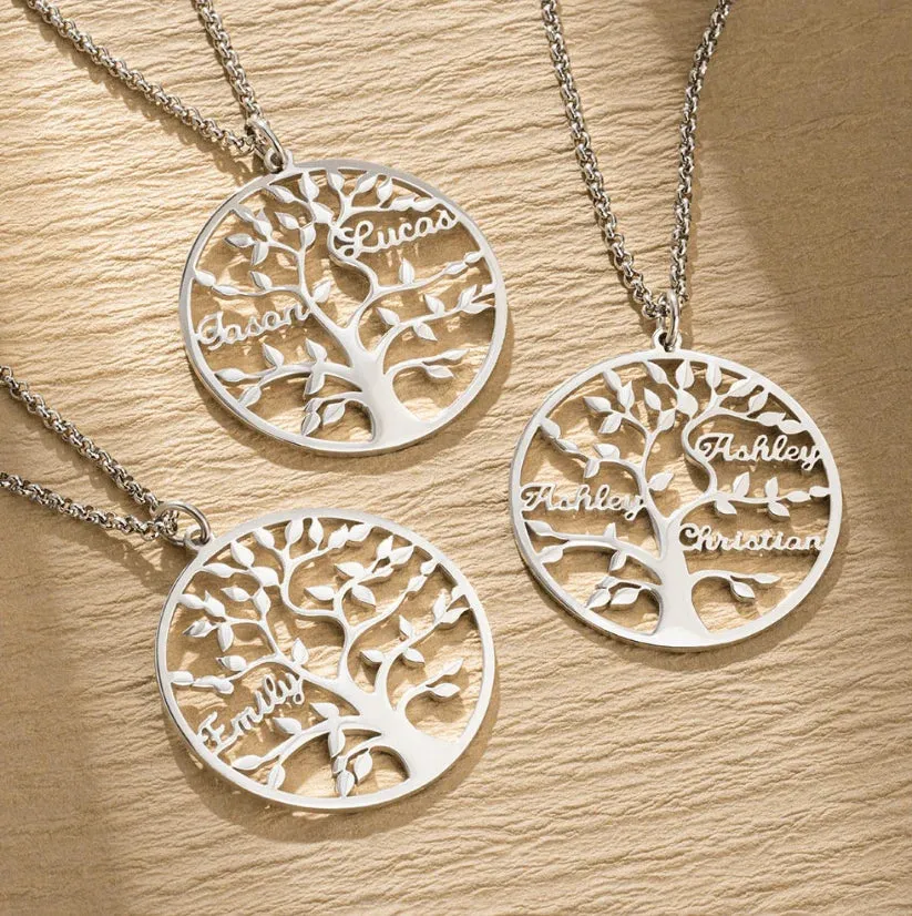 Custom Engraved Names Family Tree Necklace