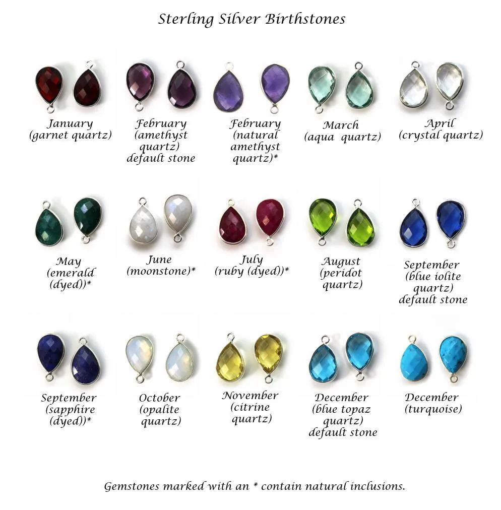 Custom Mothers Necklace, Jewelry for Grandma with Birthstones and Initials in Sterling Silver