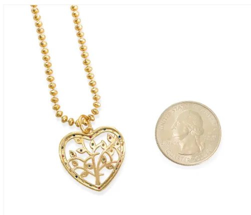 CZ Tree of Life Heart Necklace