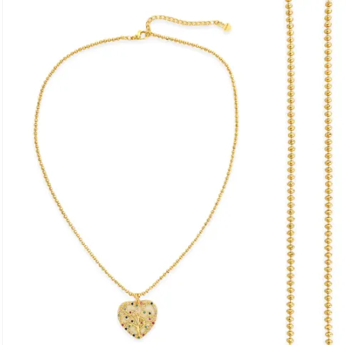 CZ Tree of Life Heart Necklace