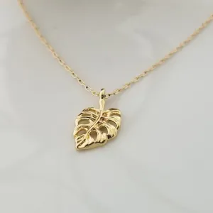 Dainty Palm Leaf Necklace - Gold