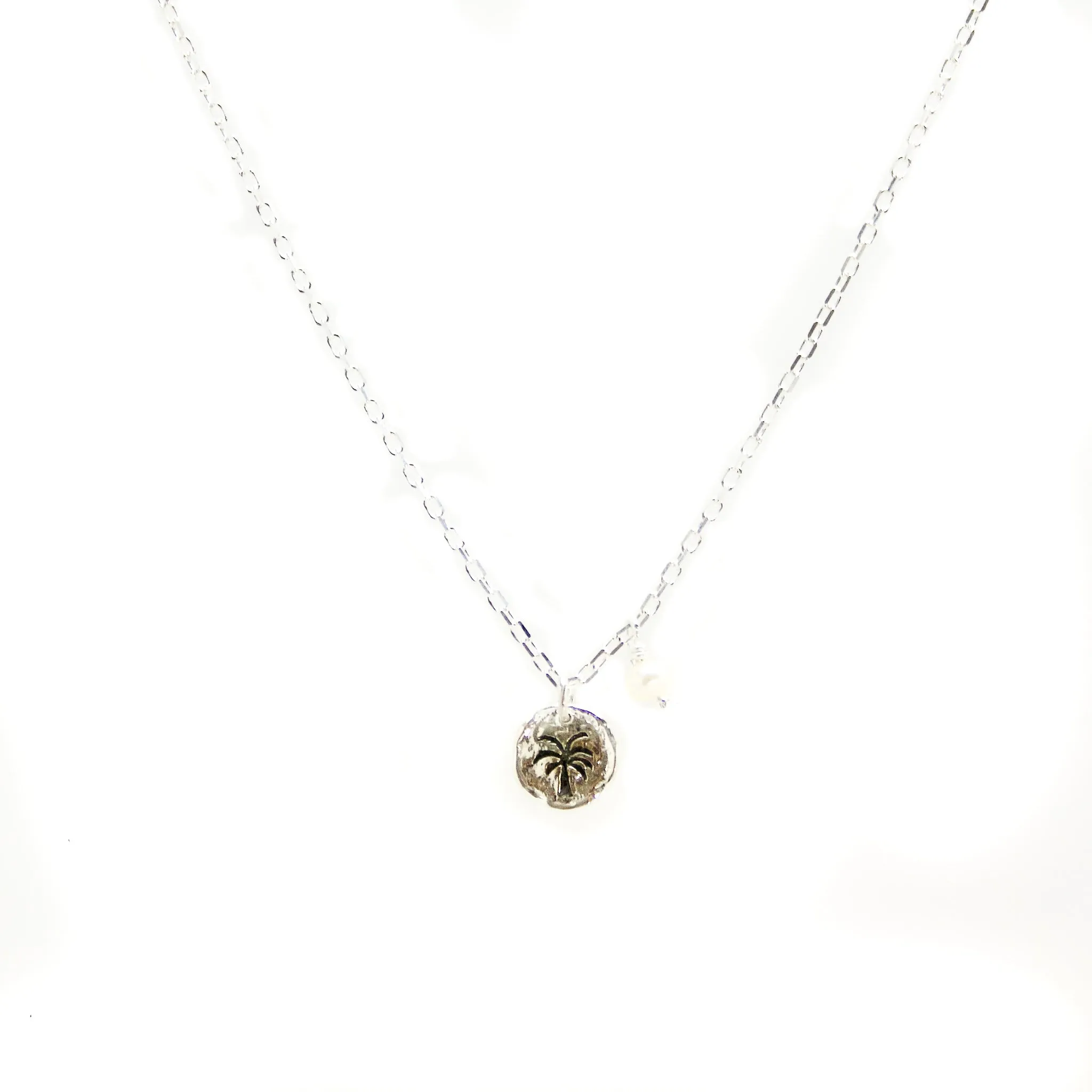 Dainty Palm Tree Necklace Silver
