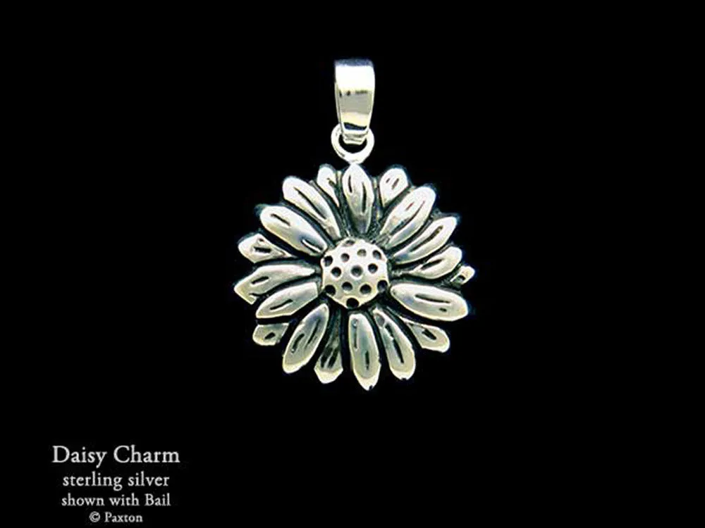 Daisy Flower Charm Necklace Sterling Silver