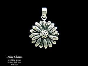 Daisy Flower Charm Necklace Sterling Silver