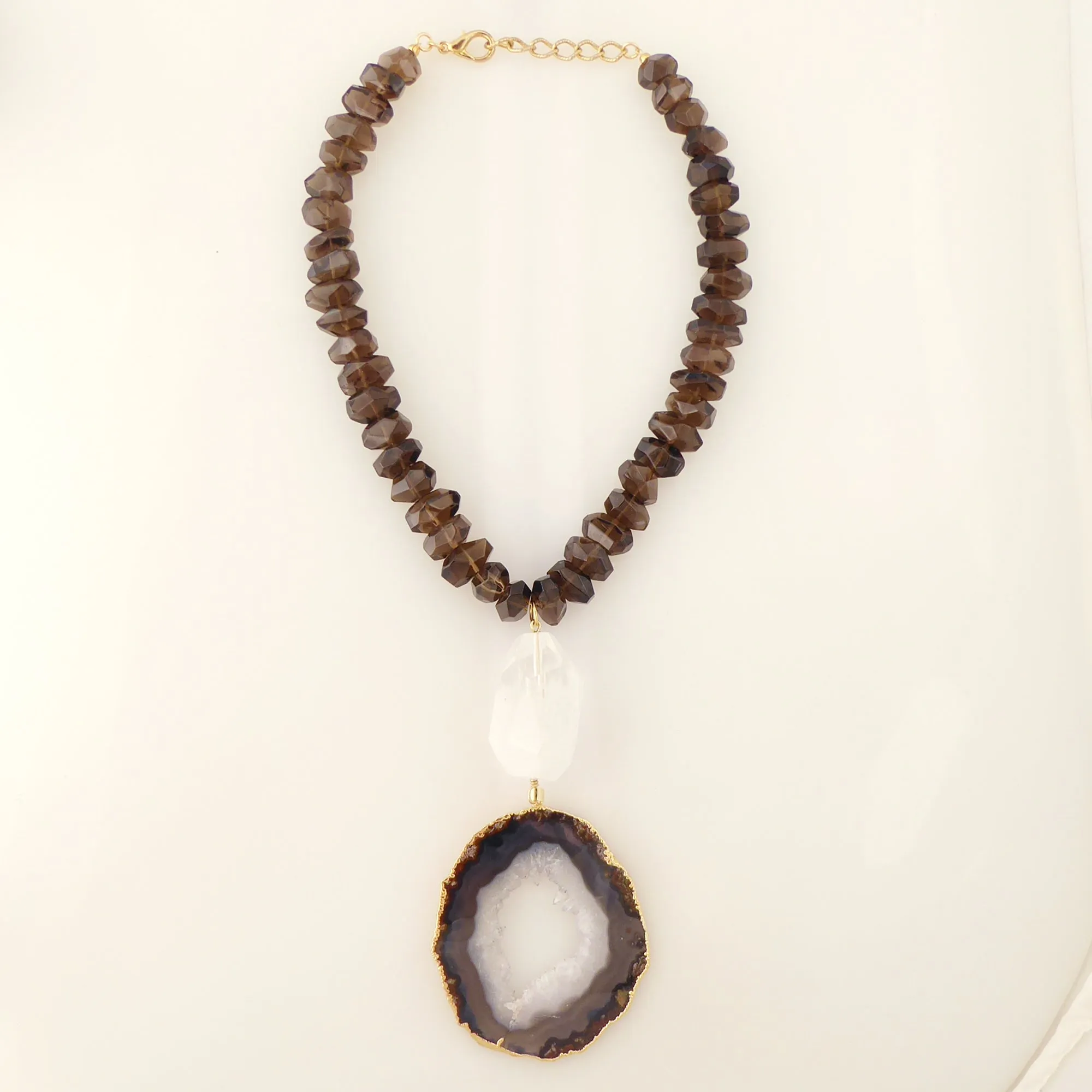 Dark agate slice necklace