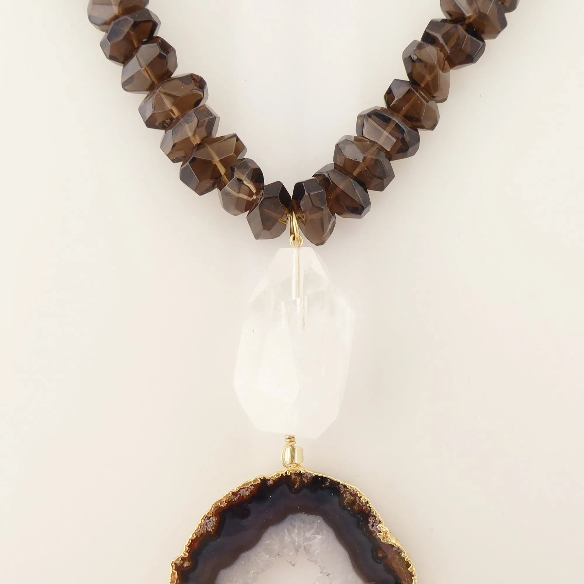 Dark agate slice necklace