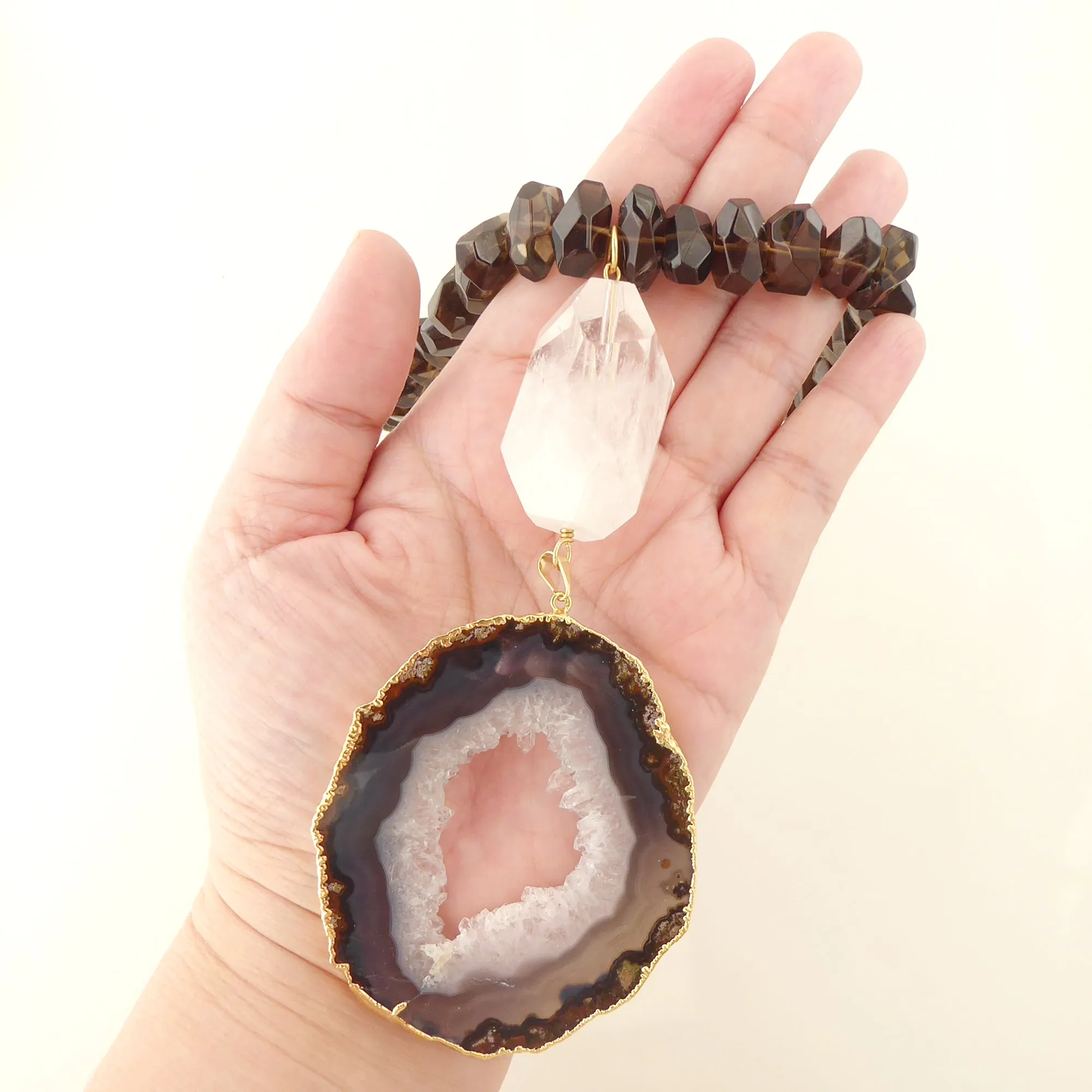 Dark agate slice necklace