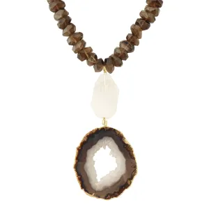 Dark agate slice necklace