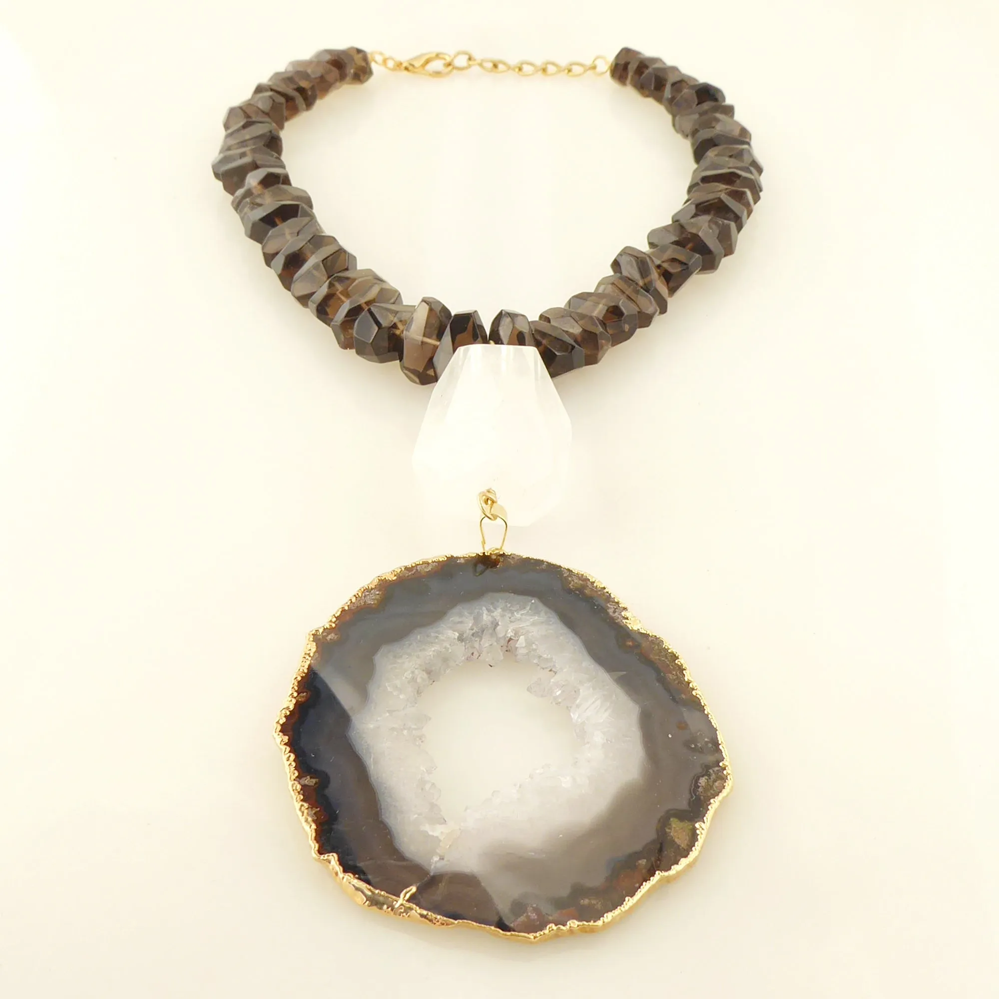 Dark agate slice necklace