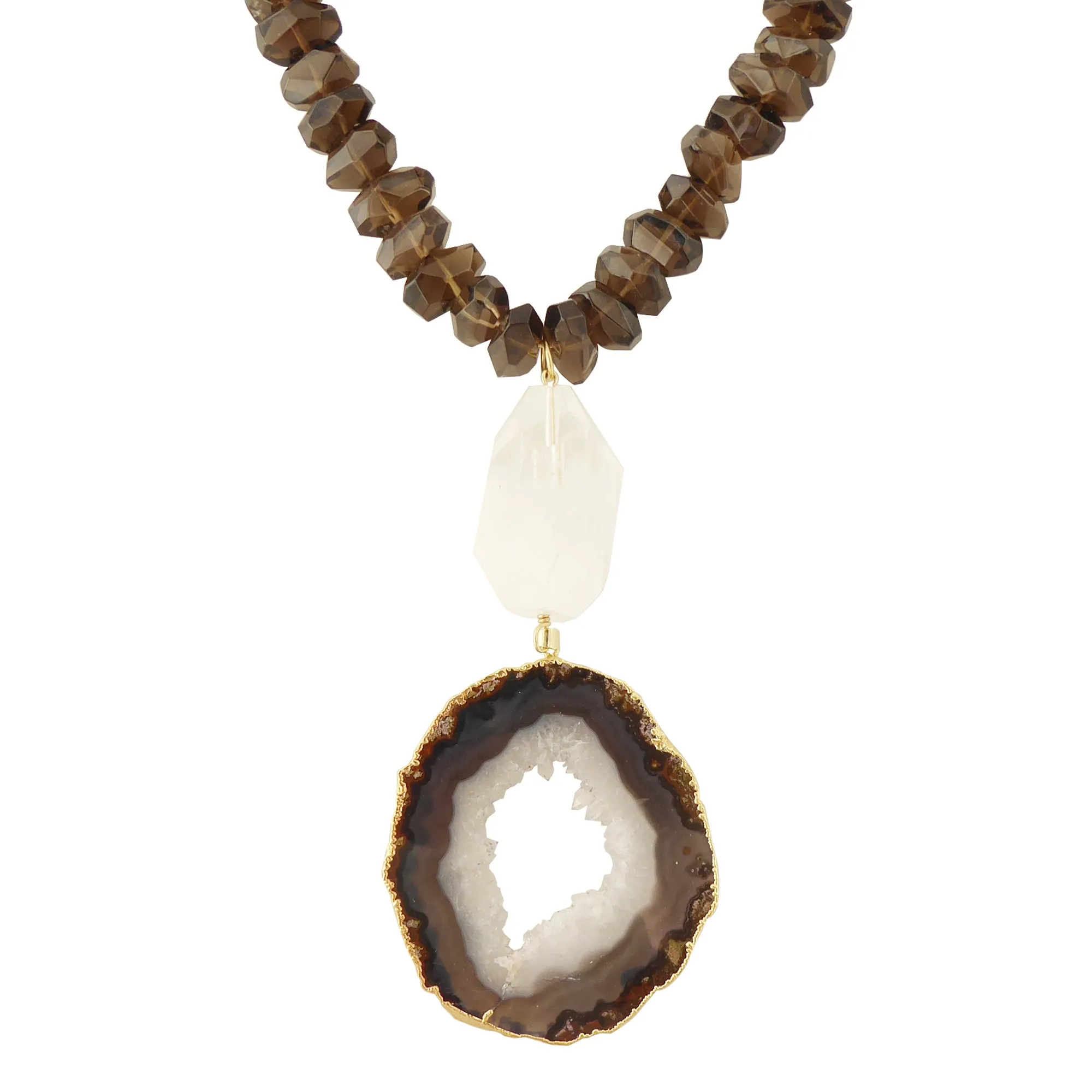 Dark agate slice necklace