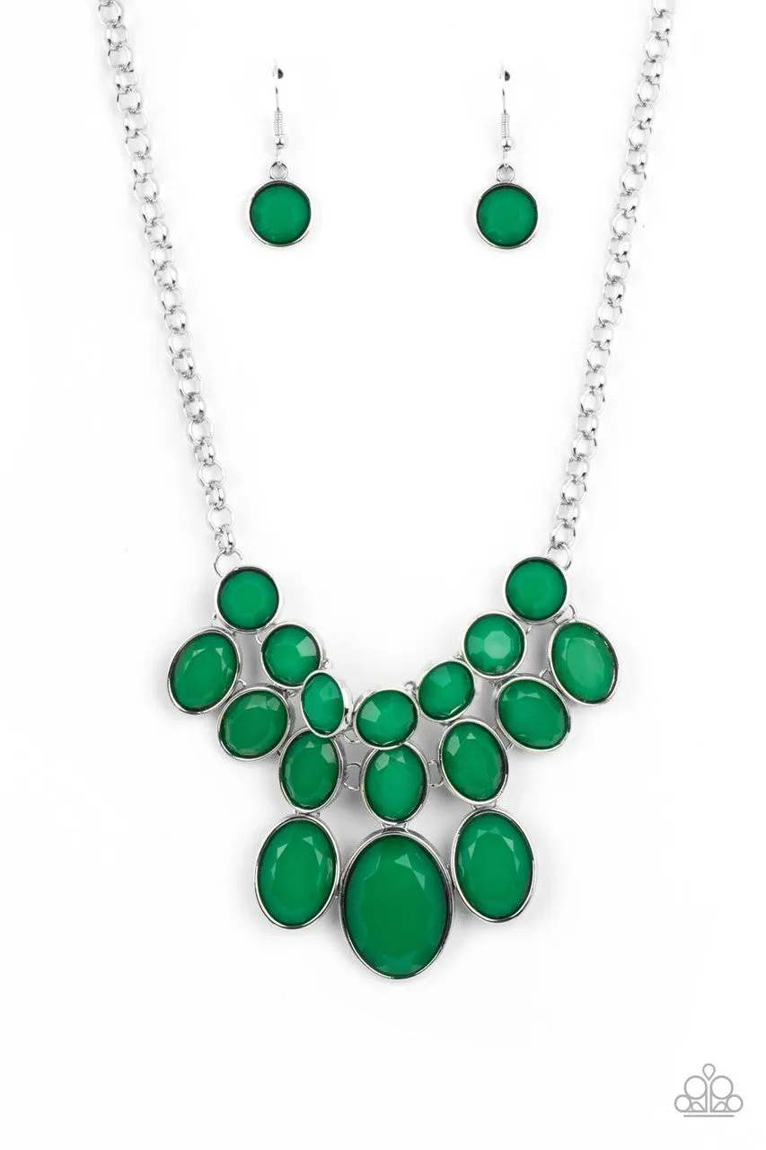 Delectable Daydream - Green - Faceted Bead Statement Paparazzi Short Necklace