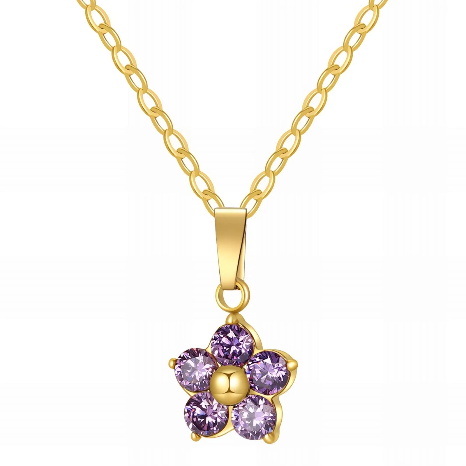 Delicate Flower Pendant in 18K Gold Plated Steel