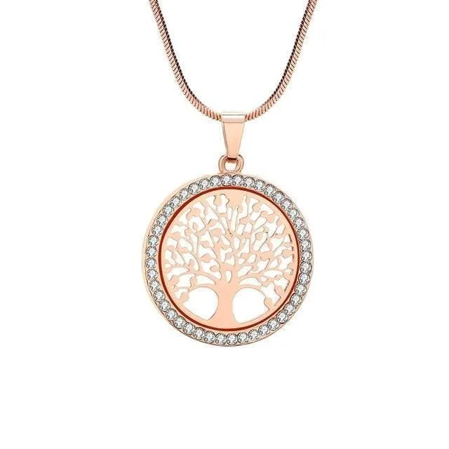 Delicate Jeweled Tree of Life Pendant Necklace