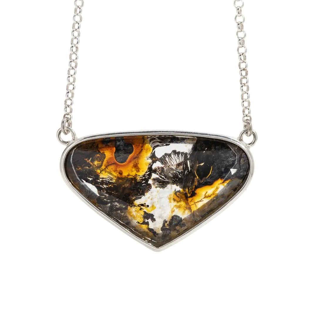 Dendritic Quartz 39.73 Carat Sterling Silver Handcrafted 18 Inch Necklace