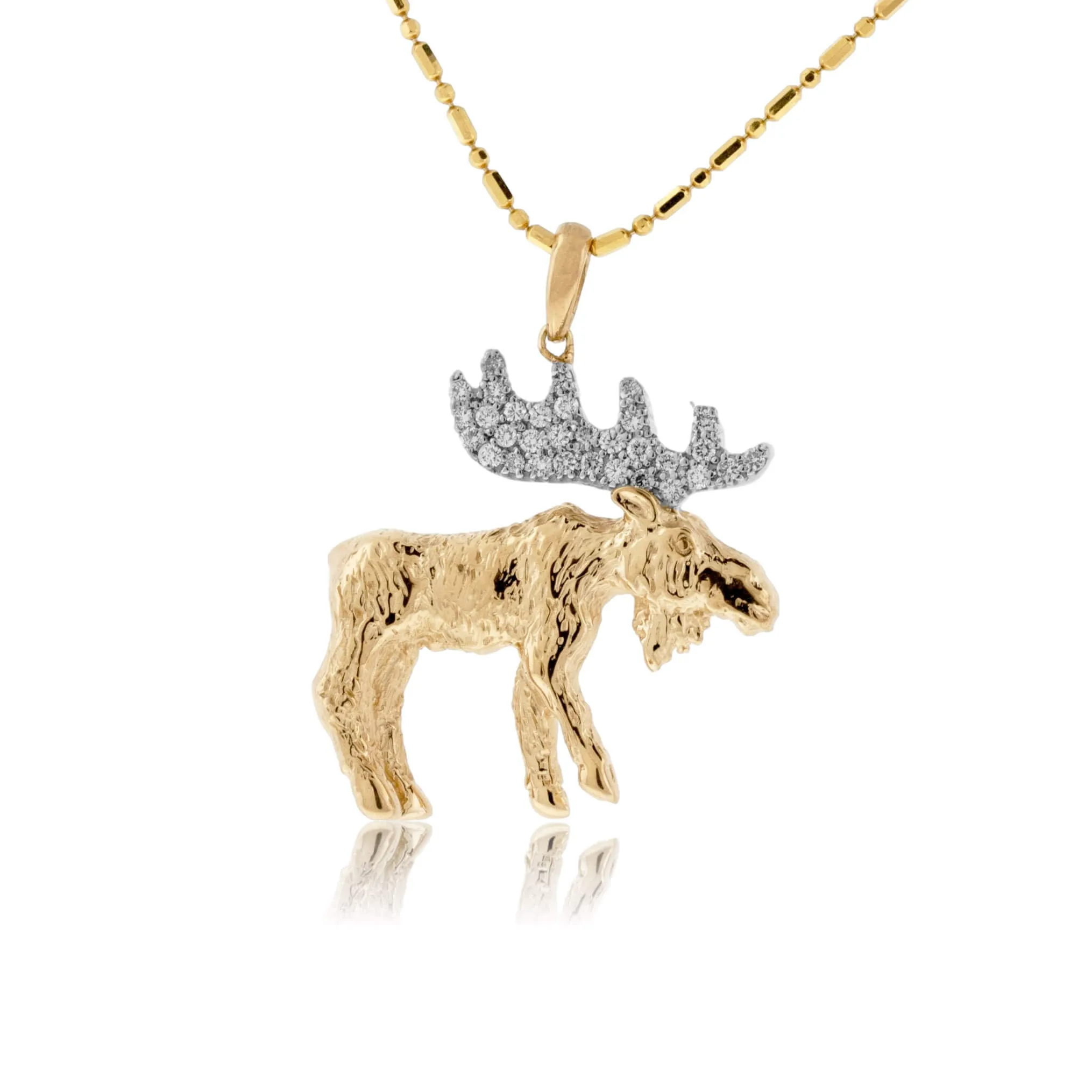 Diamond Antlered Moose Necklace