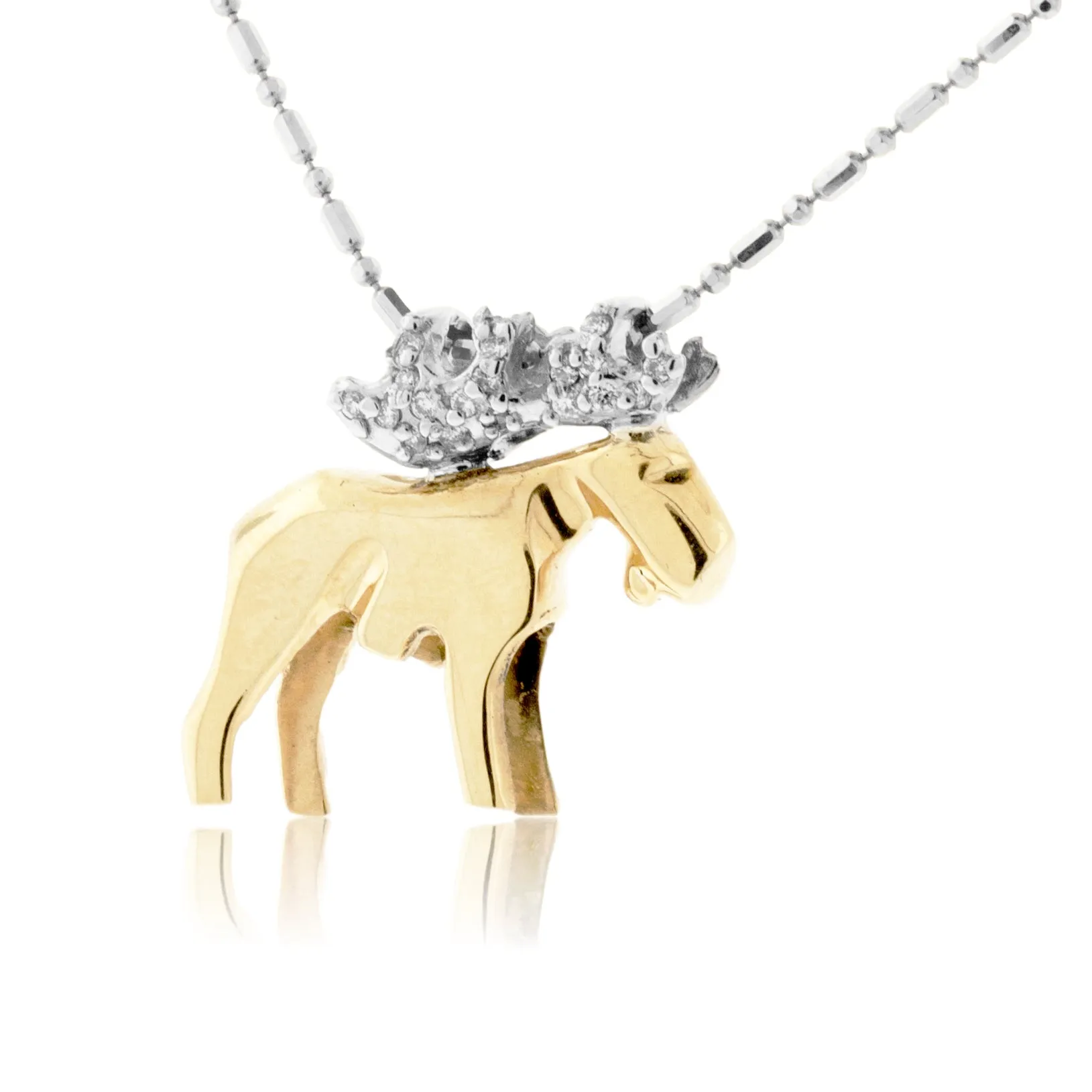 Diamond Antlered Moose Necklace