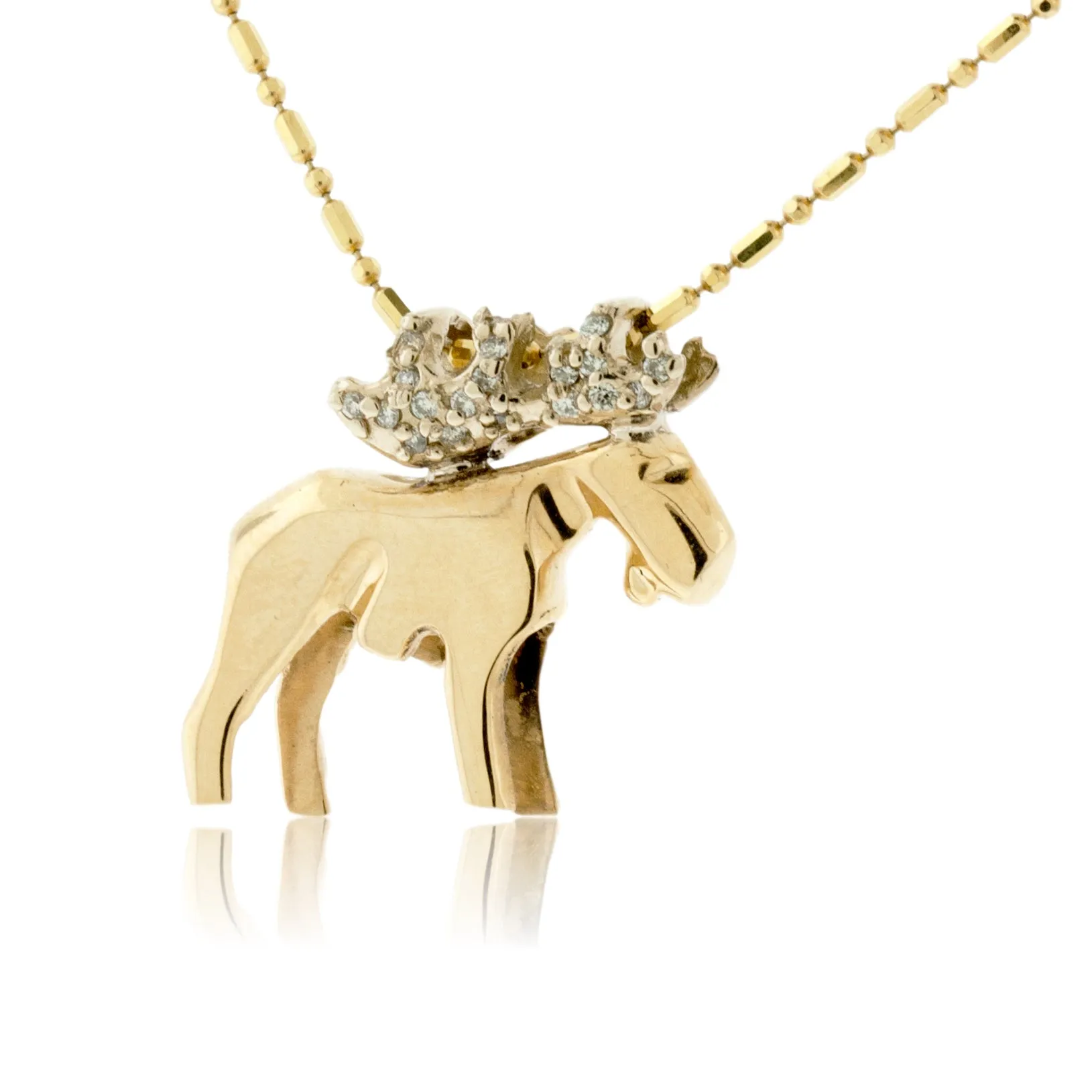 Diamond Antlered Moose Necklace