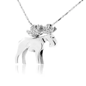 Diamond Antlered Moose Necklace