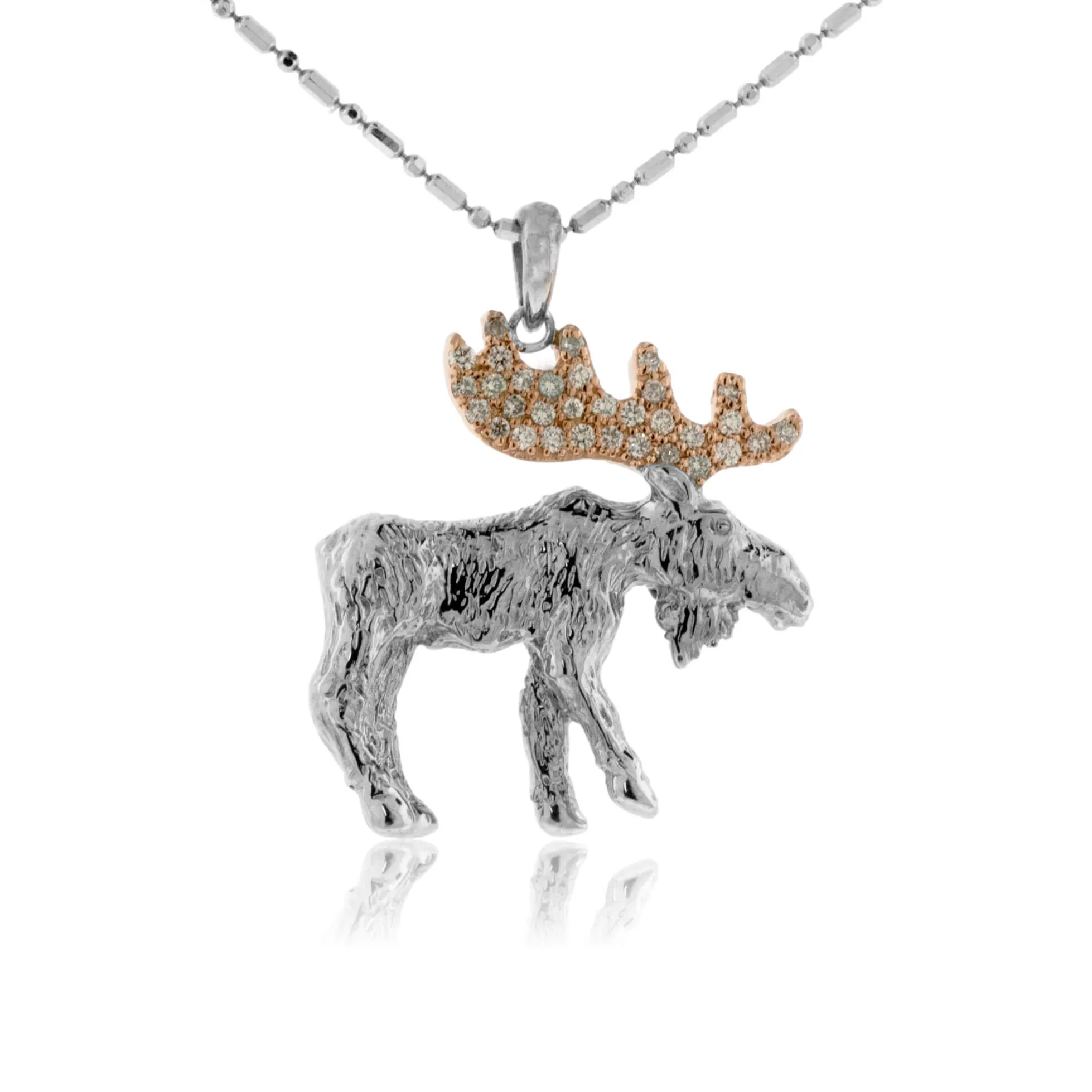Diamond Antlered Moose Necklace