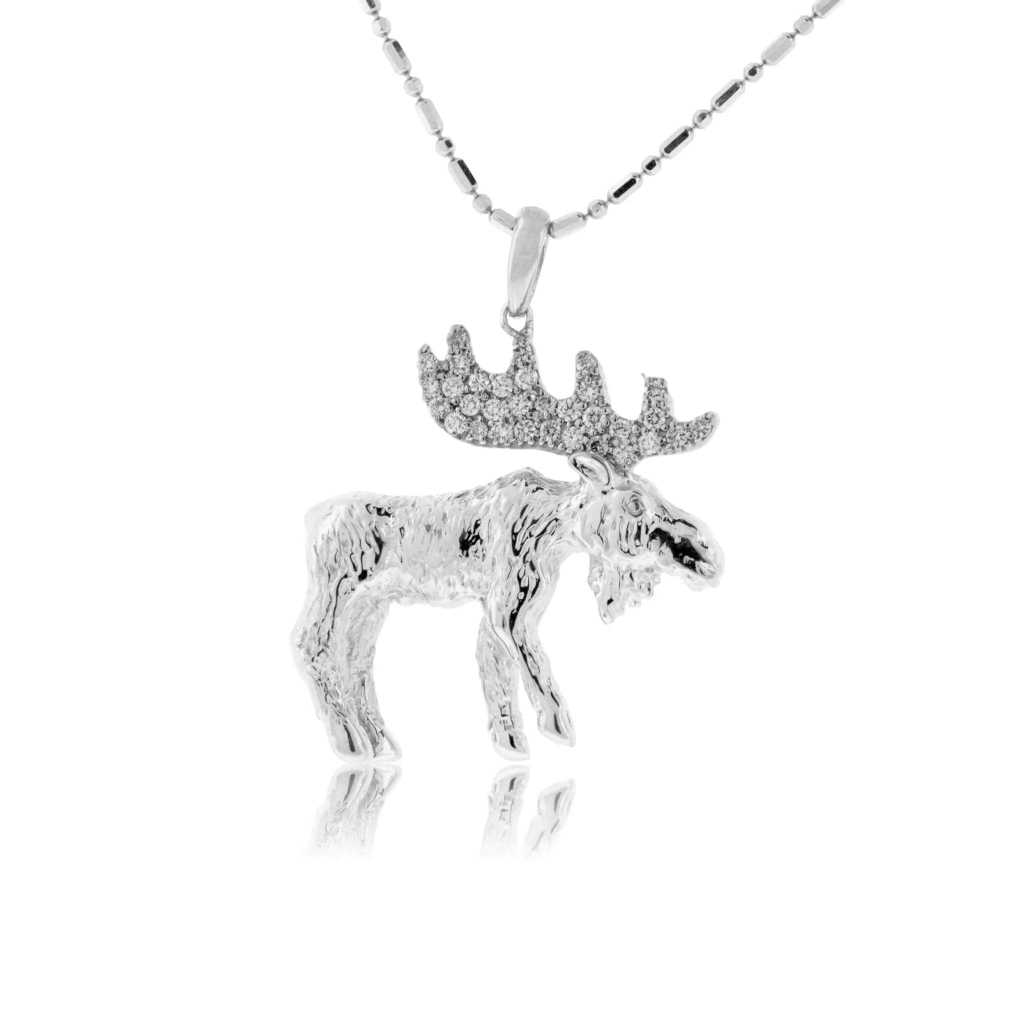 Diamond Antlered Moose Necklace