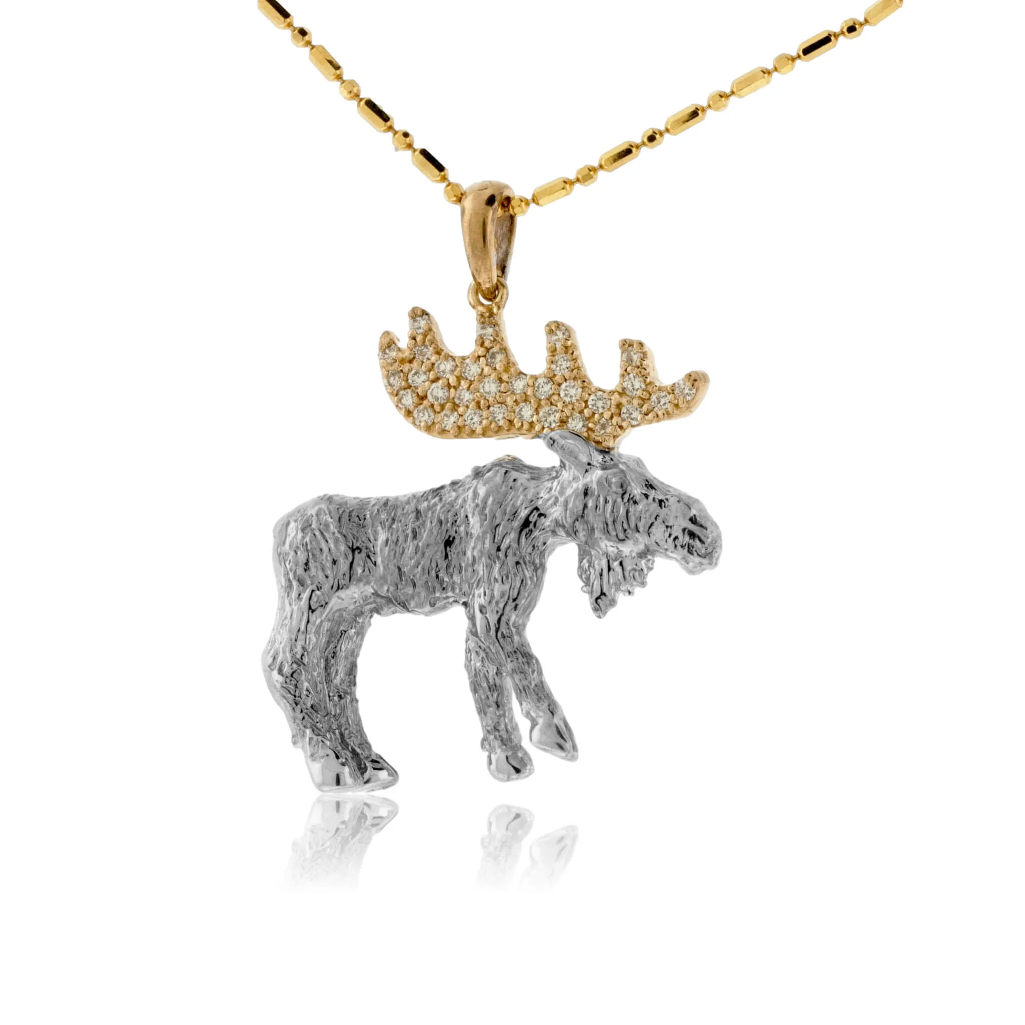 Diamond Antlered Moose Necklace