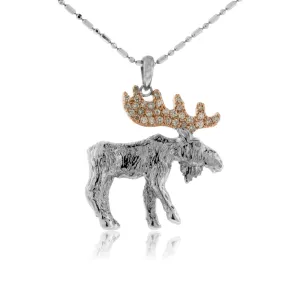 Diamond Antlered Moose Necklace