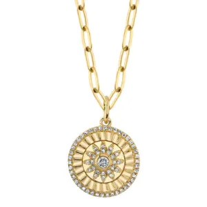 Diamond Flower Paper Clip Link Necklace