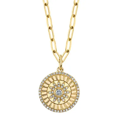 Diamond Flower Paper Clip Link Necklace