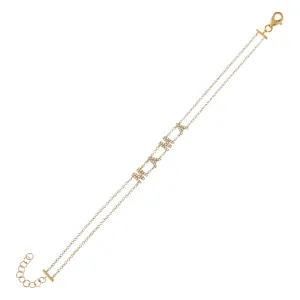 Diamond Mini Mama Double Chain Bracelet 14K