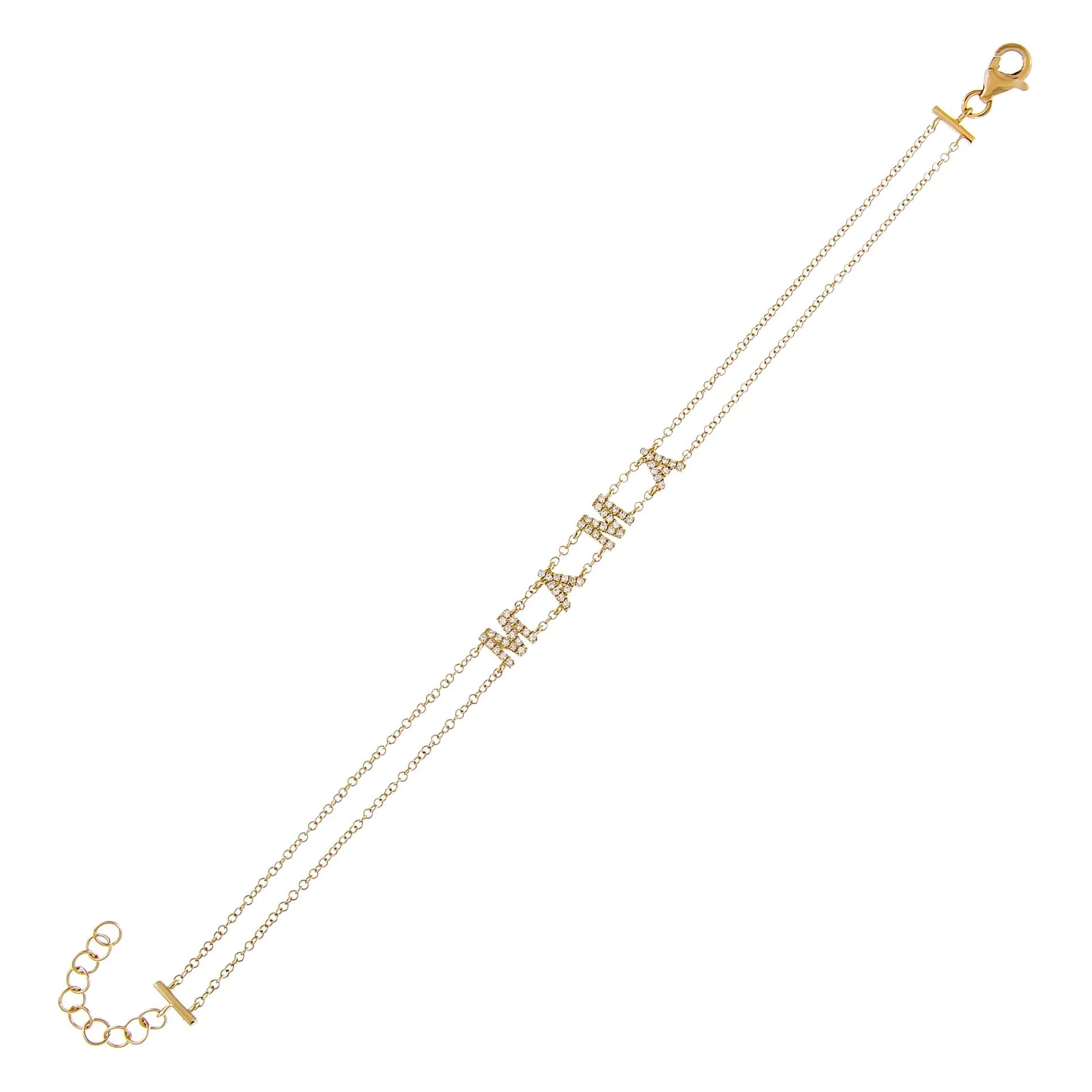 Diamond Mini Mama Double Chain Bracelet 14K