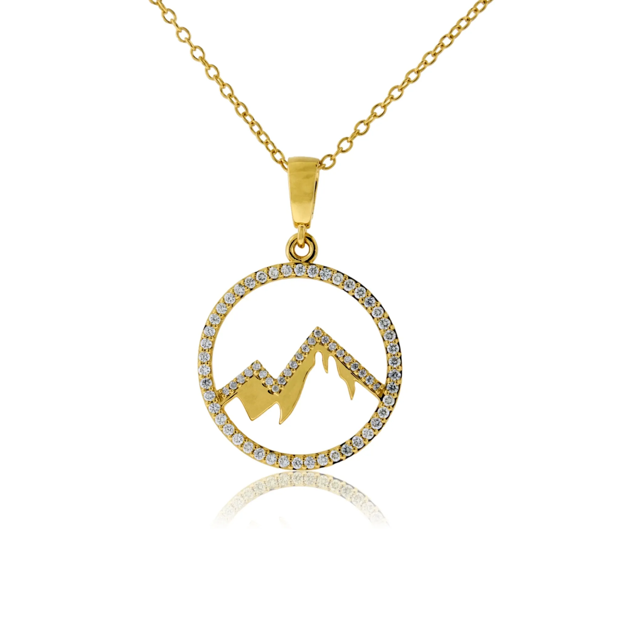 Diamond Mountain Silhouette in Circle Necklace