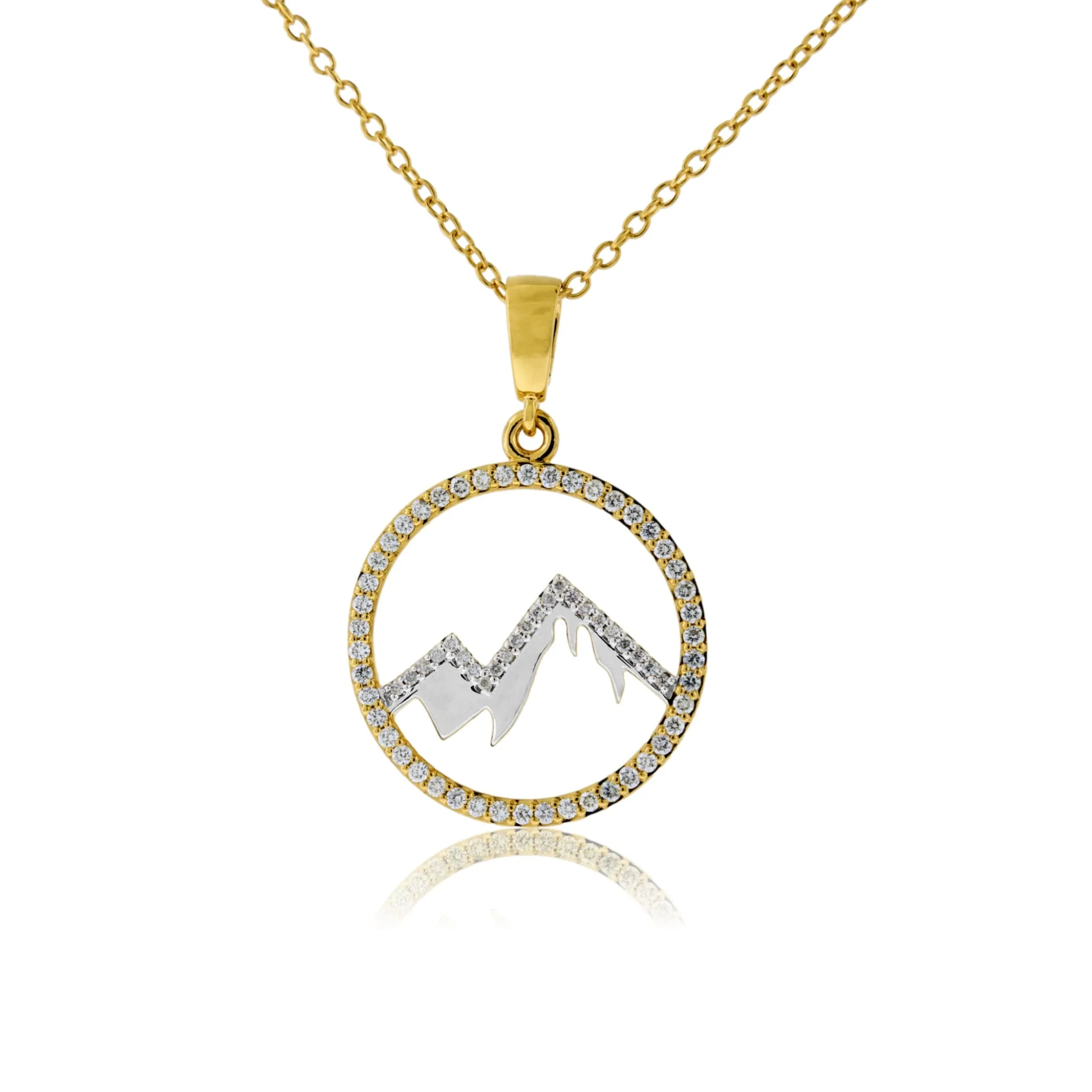 Diamond Mountain Silhouette in Circle Necklace
