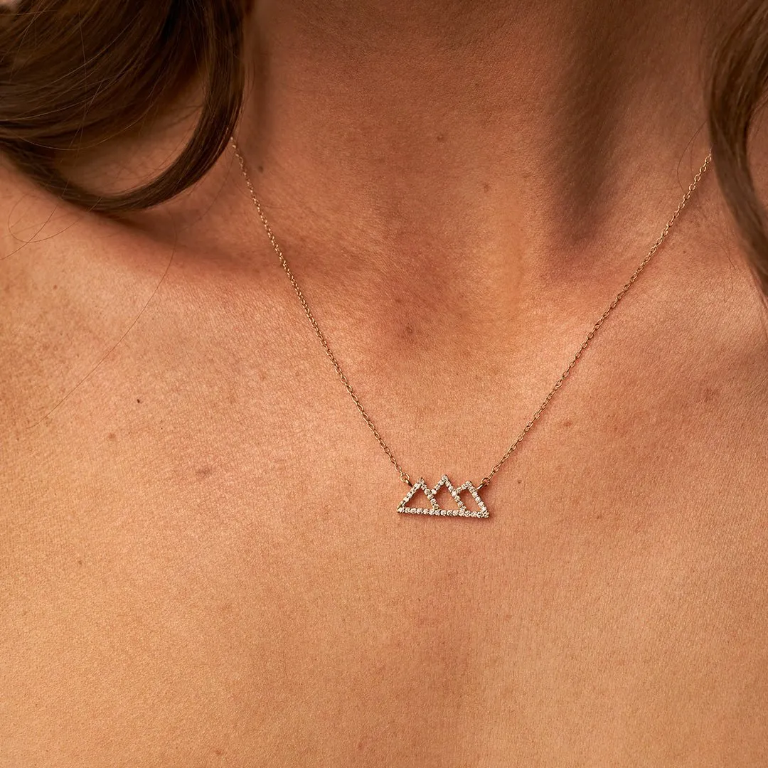 Diamond Outline Mountain Silhouette Necklace