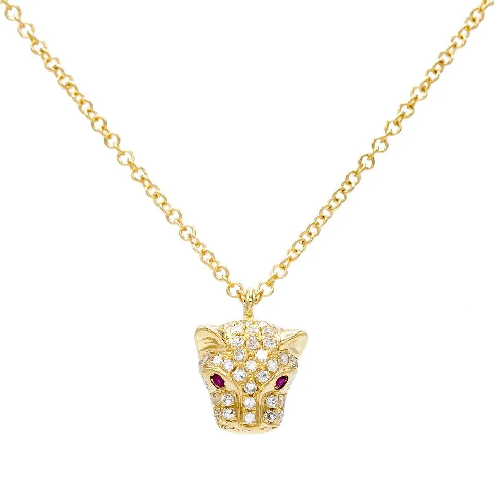 Diamond Panther Necklace 14K