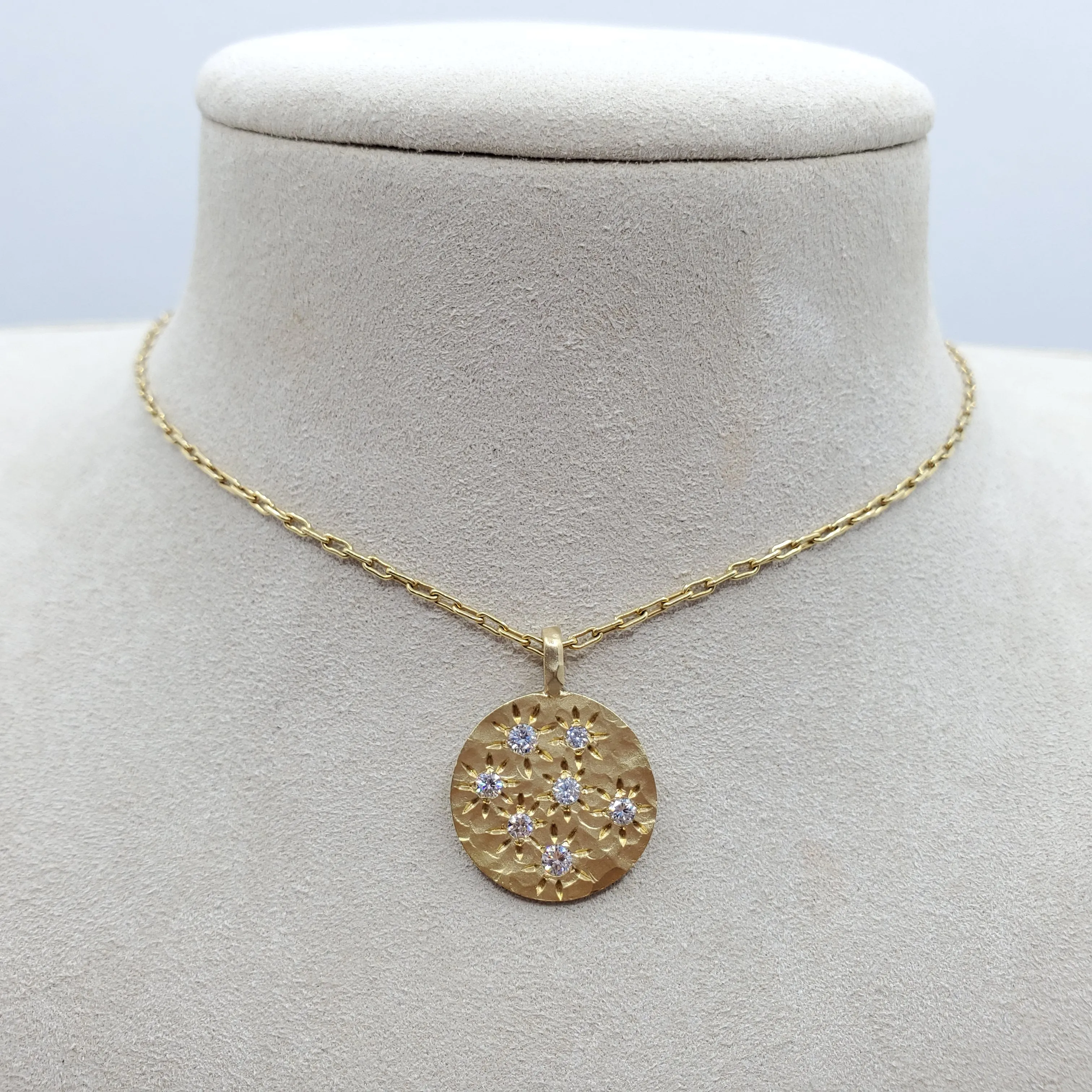 Diamond Spark Hammered Necklace