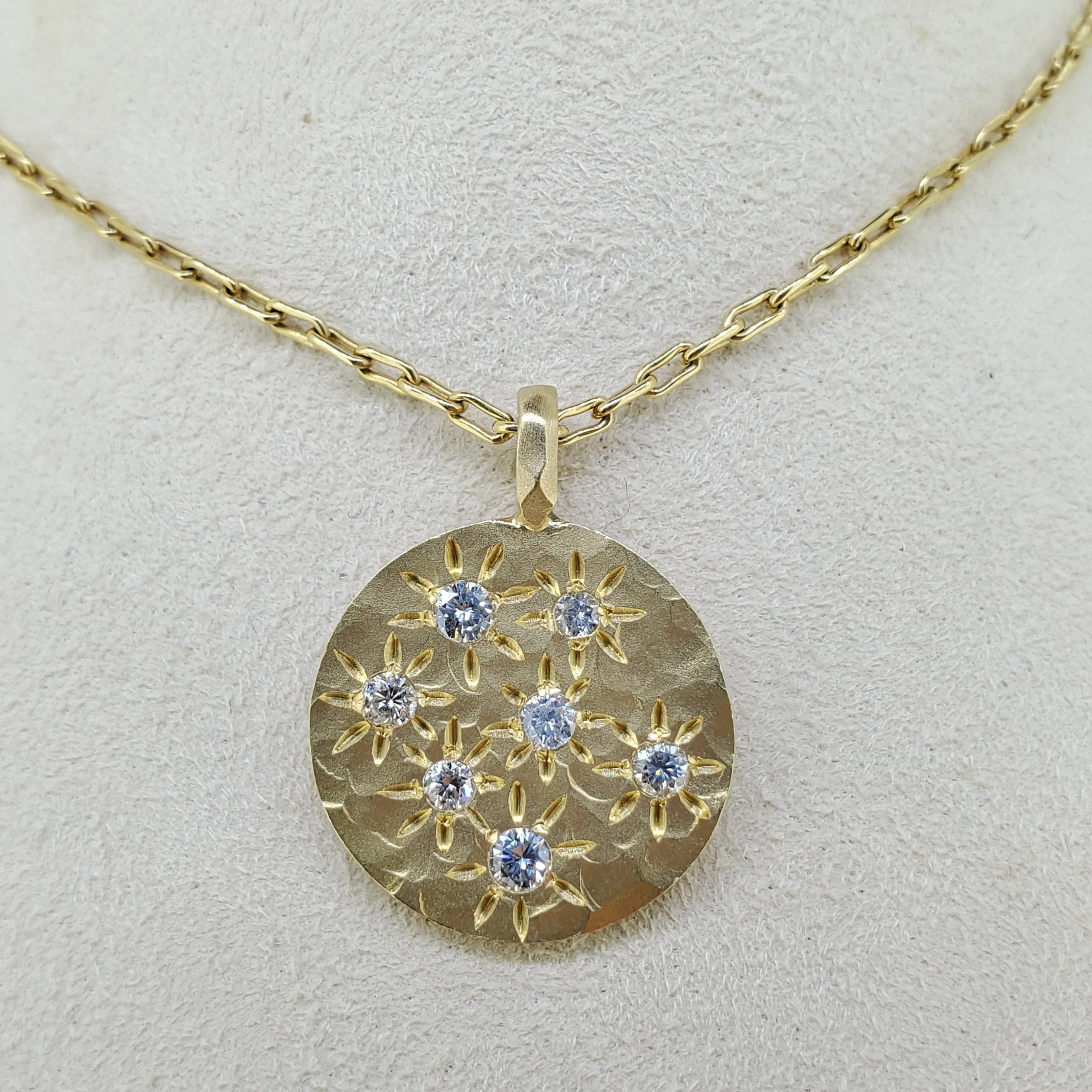 Diamond Spark Hammered Necklace