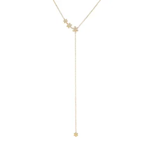 Diamond Triple Flower Lariat 14K