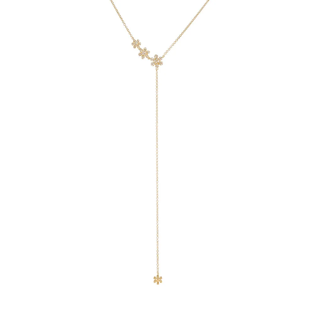 Diamond Triple Flower Lariat 14K