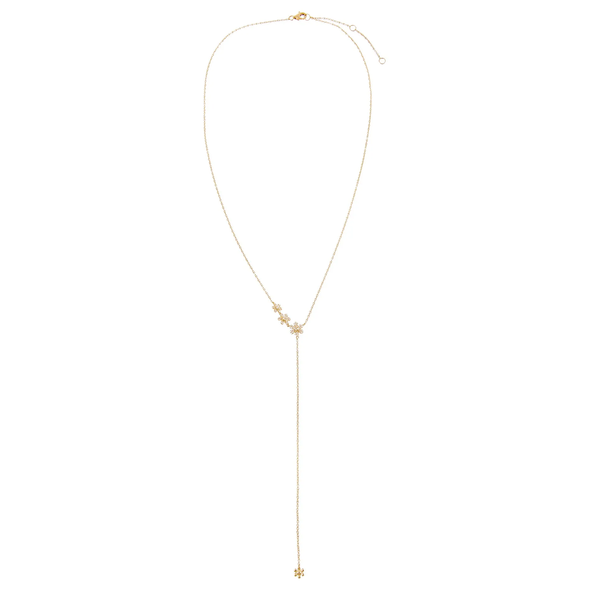 Diamond Triple Flower Lariat 14K