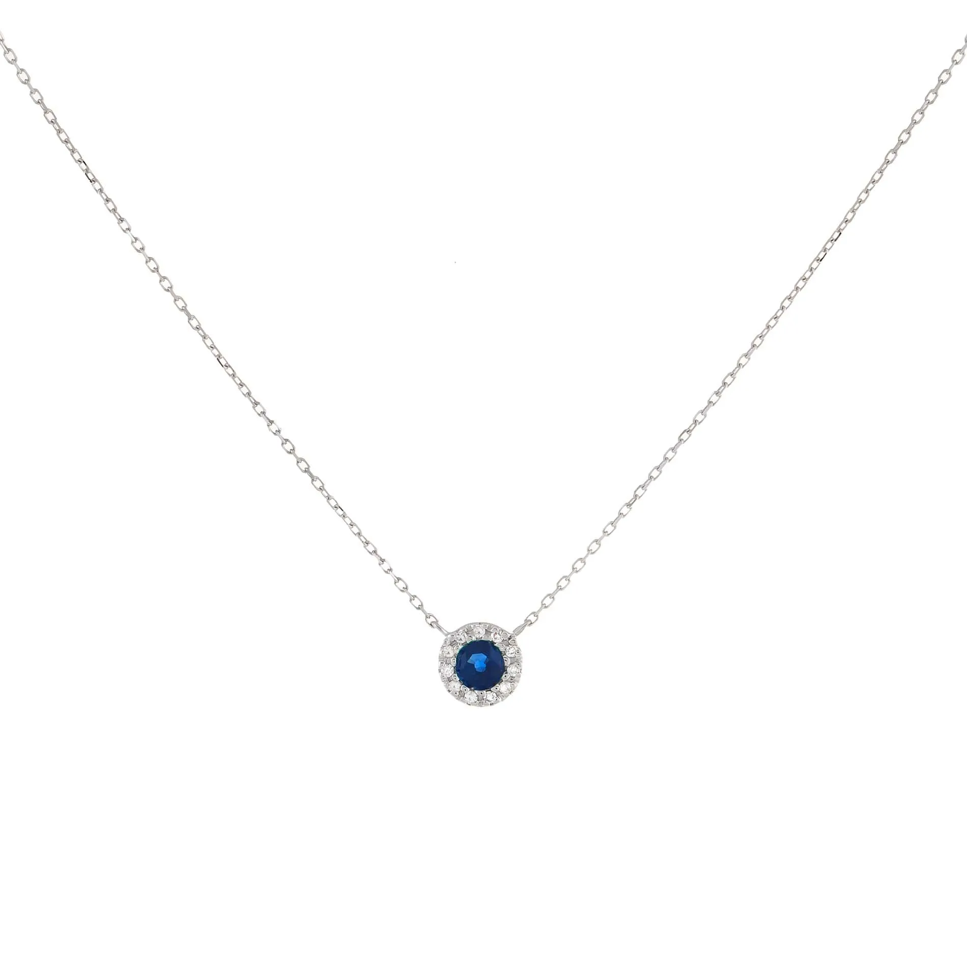 Diamond X Colored Gemstone Circle Necklace 14K