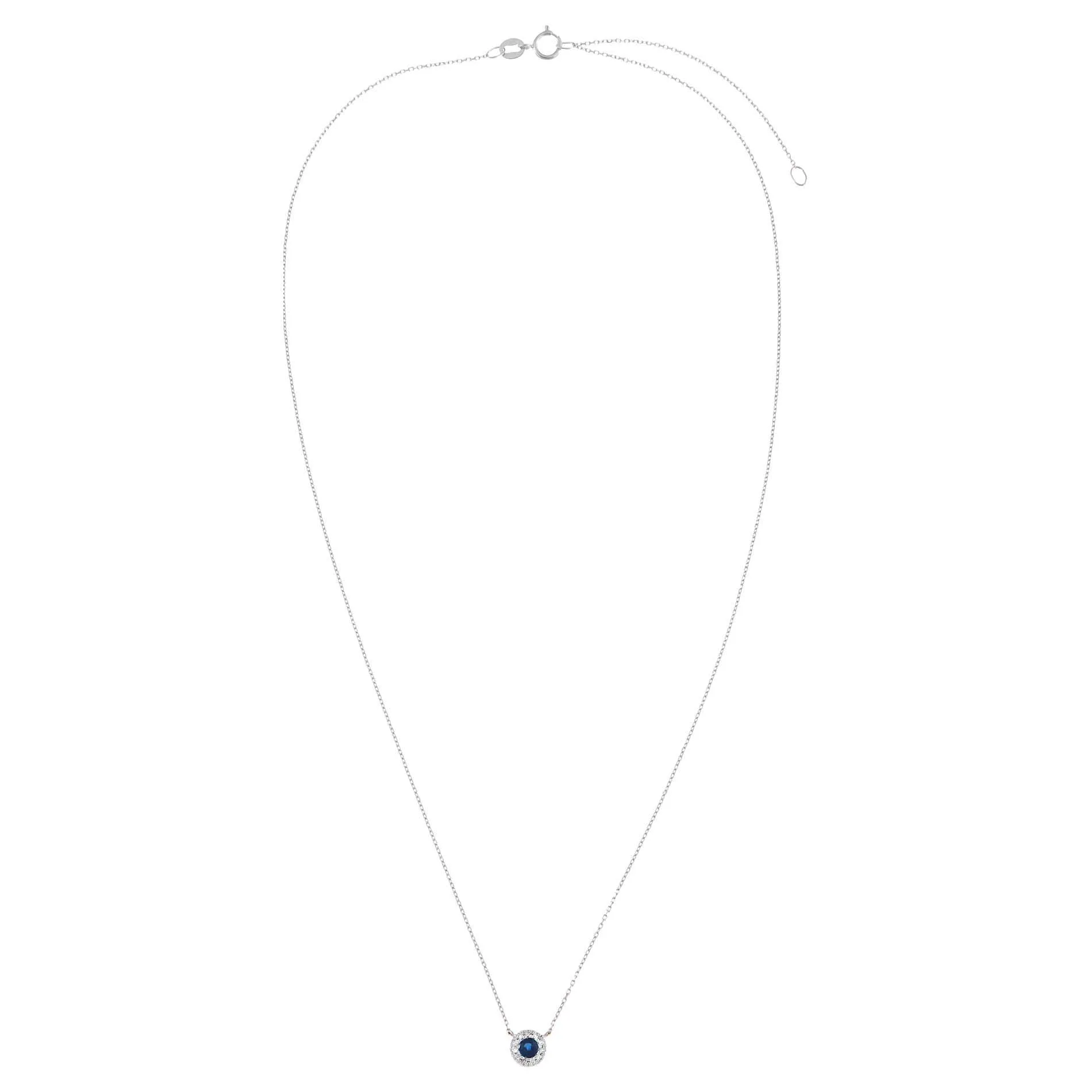 Diamond X Colored Gemstone Circle Necklace 14K