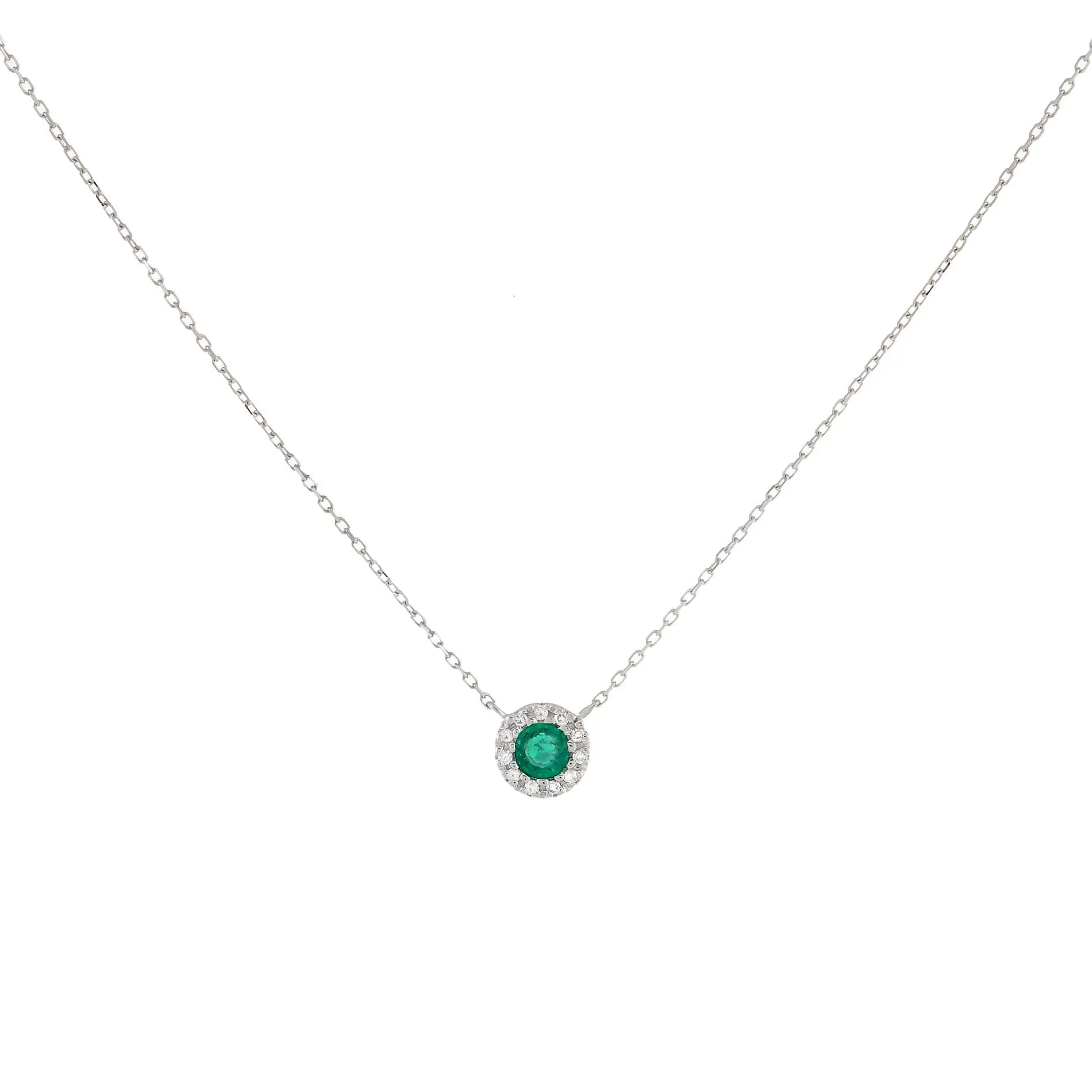 Diamond X Colored Gemstone Circle Necklace 14K