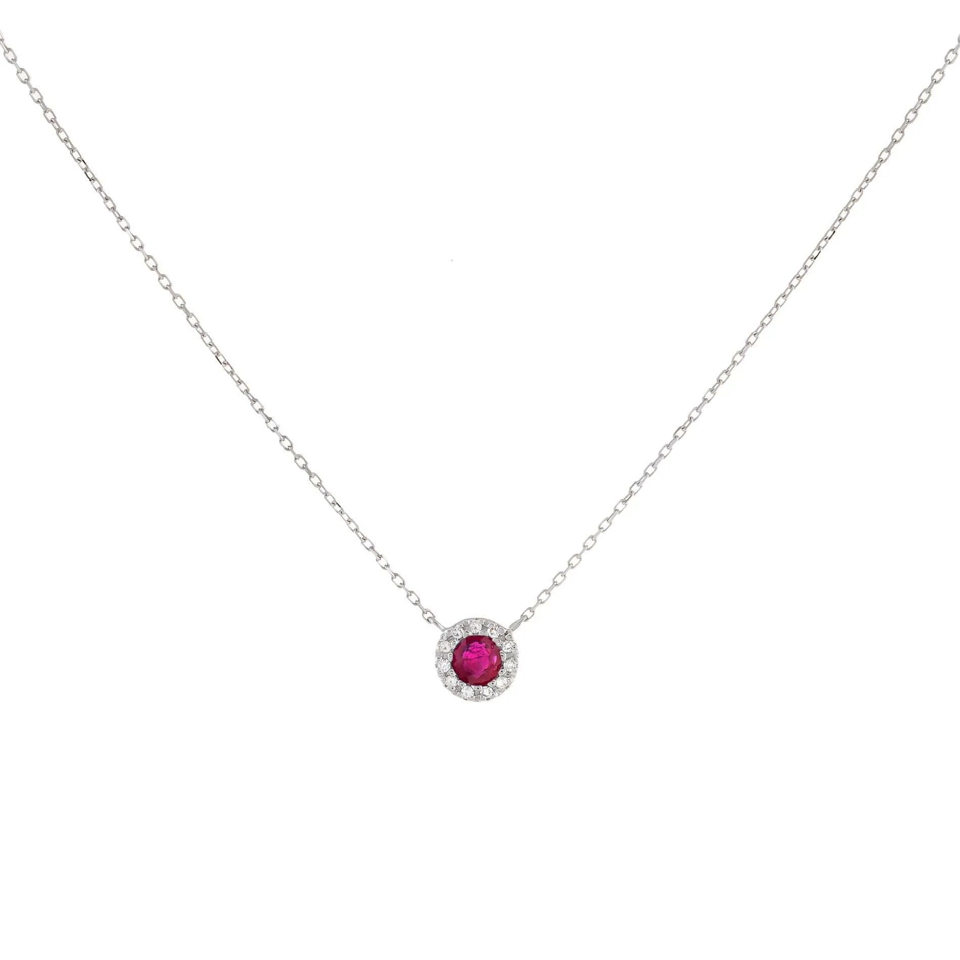 Diamond X Colored Gemstone Circle Necklace 14K