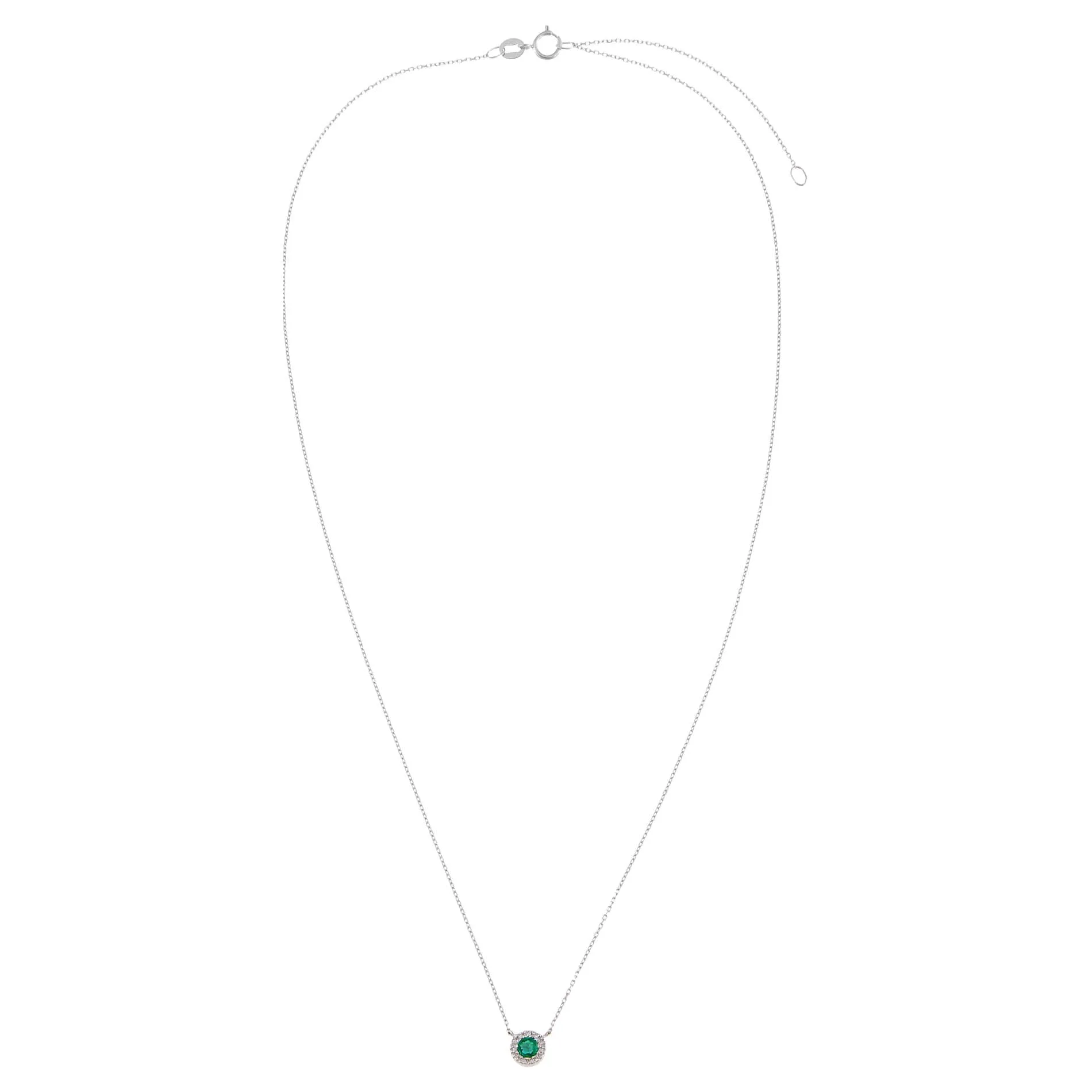 Diamond X Colored Gemstone Circle Necklace 14K